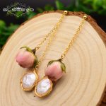 GLSEEVO Natural Fresh Water Baroque Pearl Dangle Earrings For Women Flower Drop Earrings Wedding Gifts Fine Jewellery - Image 2
